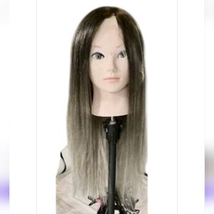 100% Human hair wig long ombre baleyage darker top Lace Front 22" highlighted